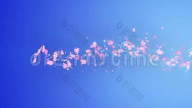 螺旋状闪亮的樱花<strong>颗粒</strong>。 樱花图案。 日本樱桃舞。 粉<strong>红色</strong>花瓣的漩涡。 循环动画。